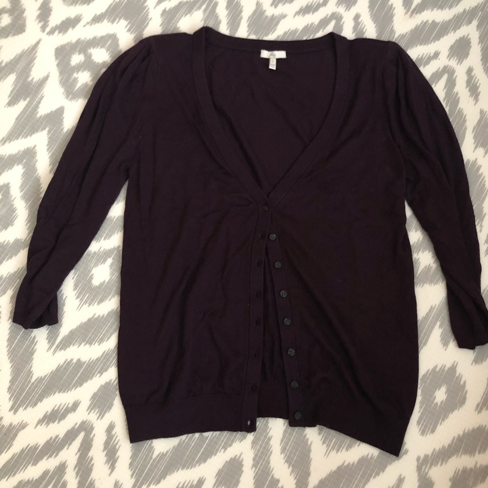 Joie eggplant merino wool cardigan
